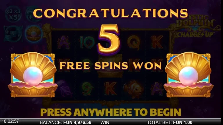 Tampilan visual slot Mystic Dolphin Charge Up dengan tema bawah laut yang memukau